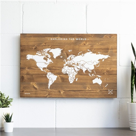 Weltkarte aus Holz Größe L