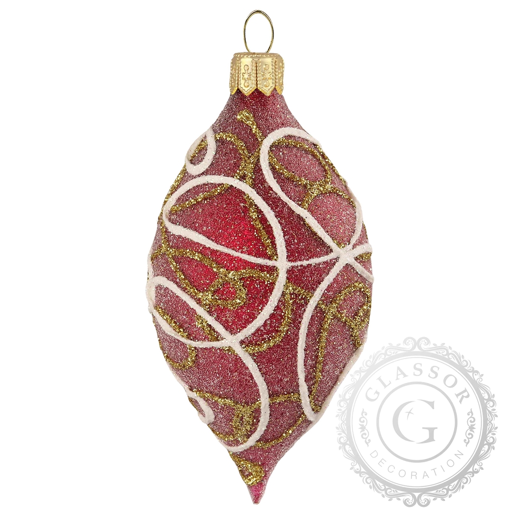 Weihnachtsbaumschmuck - Olive weinrot, Dekor 8x4 cm