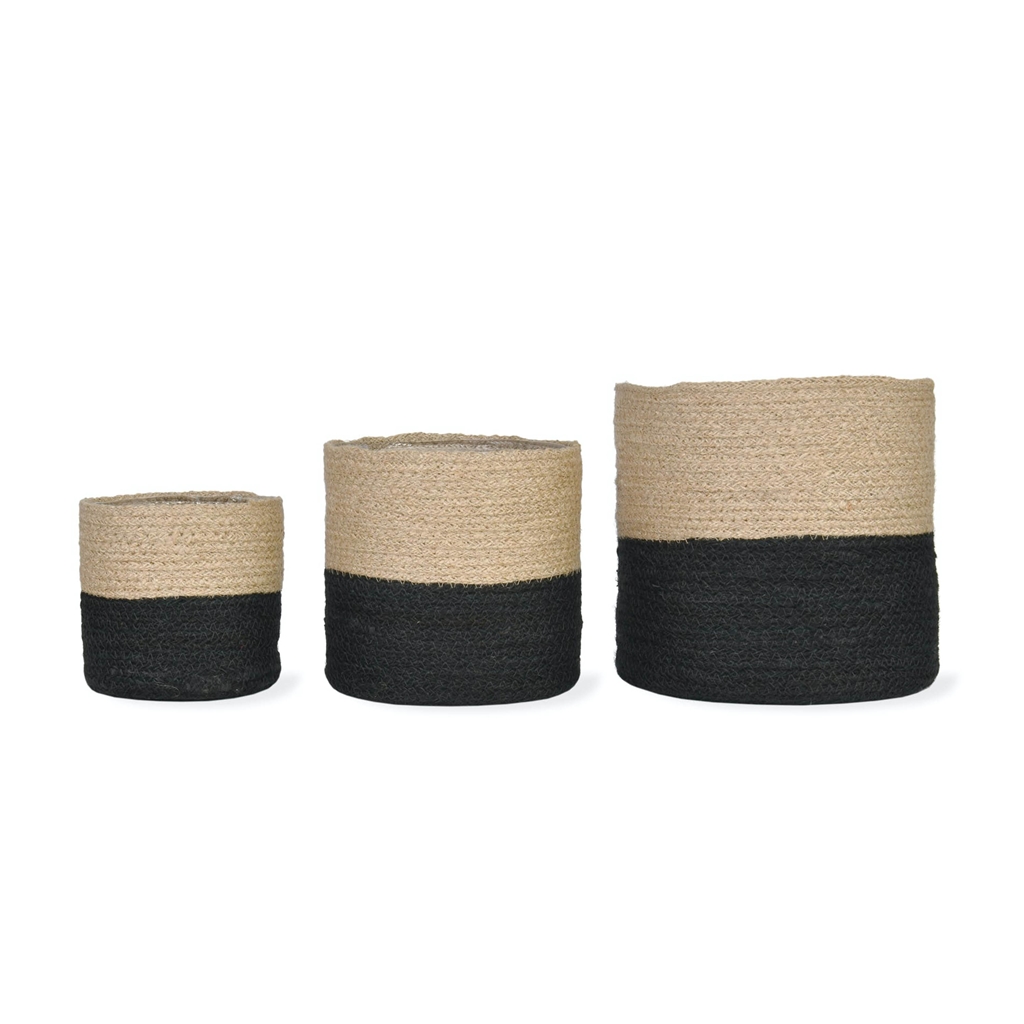 Set von Jute Blumentopfabdeckungen