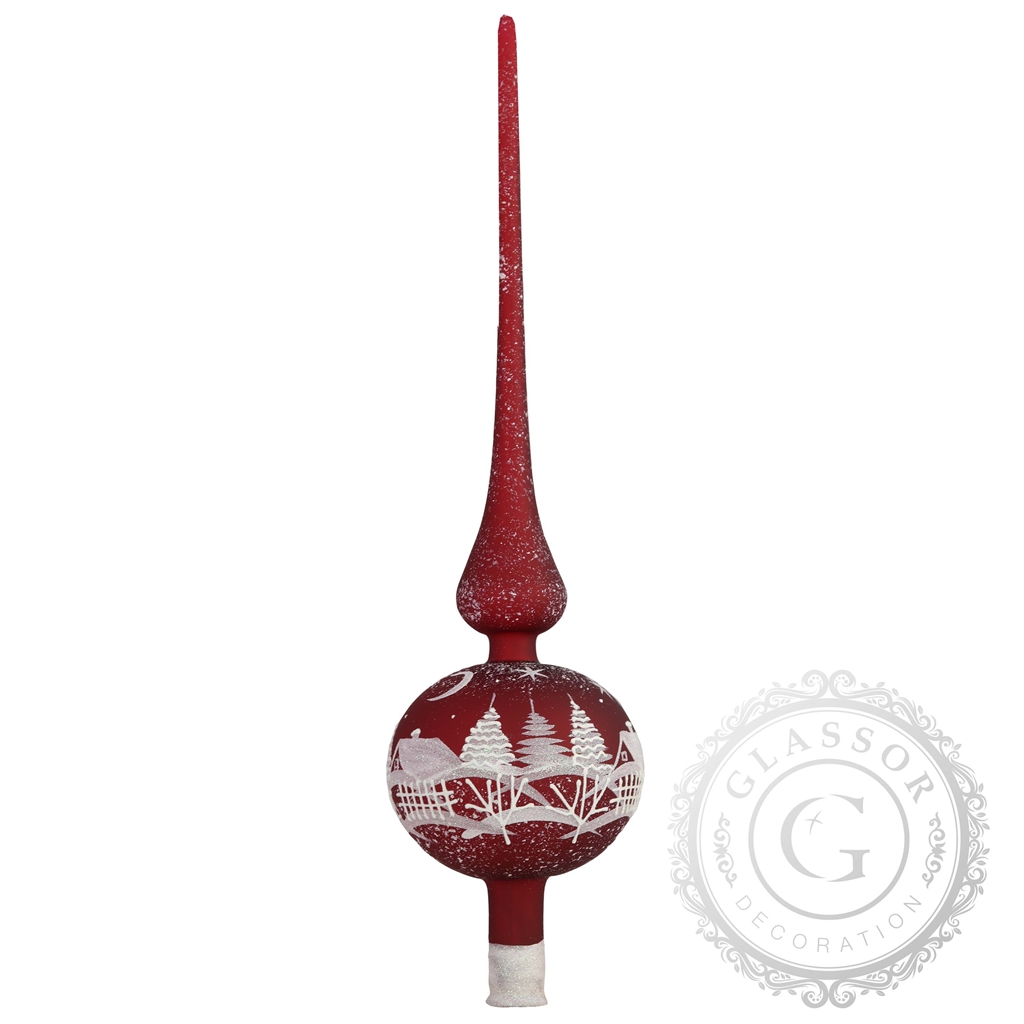 Rote Spitze mit gemaltem Dorf