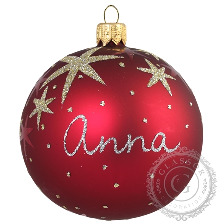 Weihnachtskugel aus Glas mit Namen bordeaux