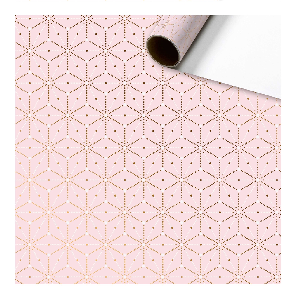 Süßes rosa Geschenkpapier geometrische Schneeflocken