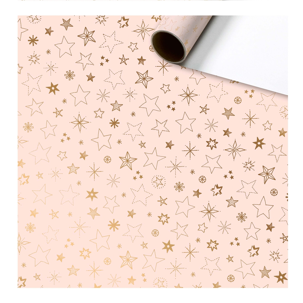 Pastellrosa Geschenkpapier mit Sternen