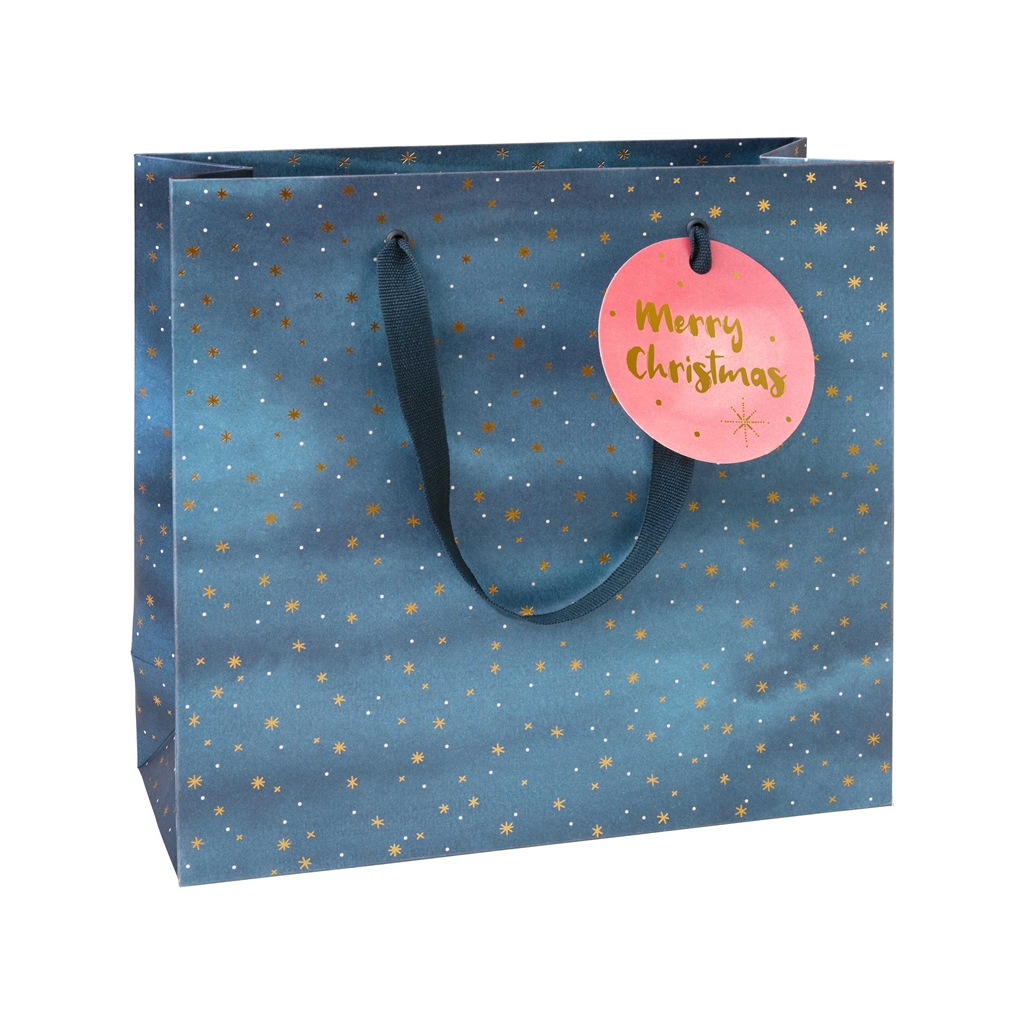 Blaue Geschenktasche mit Sternenhimmel