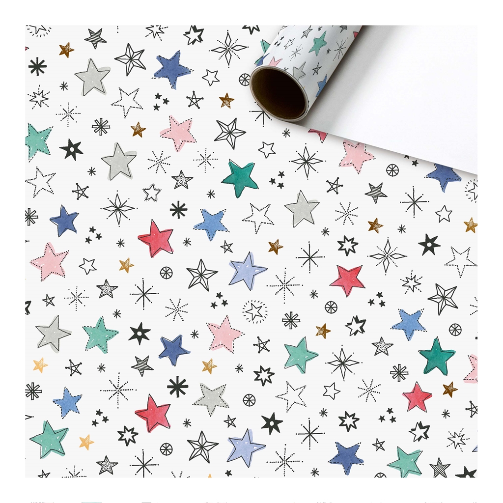 Weißes Geschenkpapier mit Sternen
