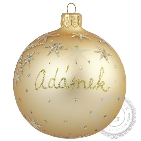 Weihnachtskugel aus Glas mit Namen gold | Decor-by-Glassor.cz