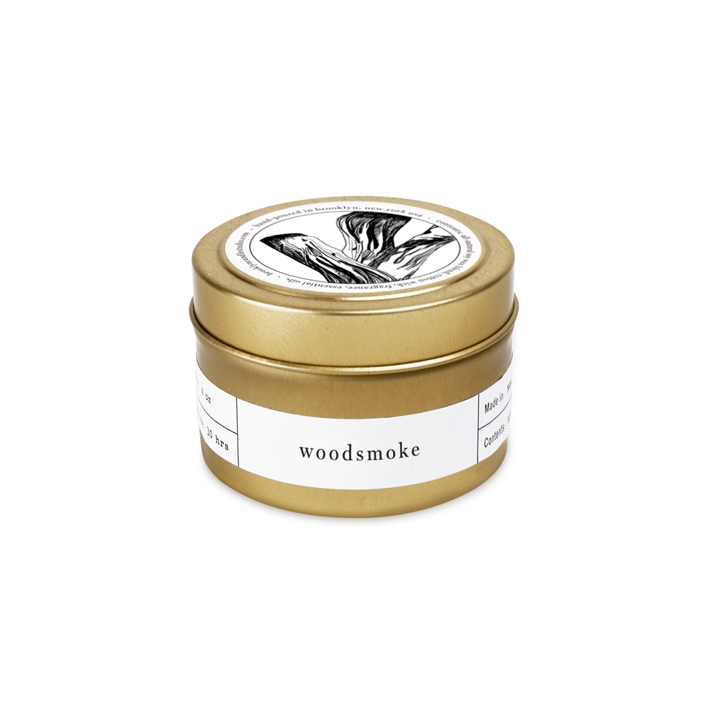 Duftende goldene Blechdose Woodsmoke