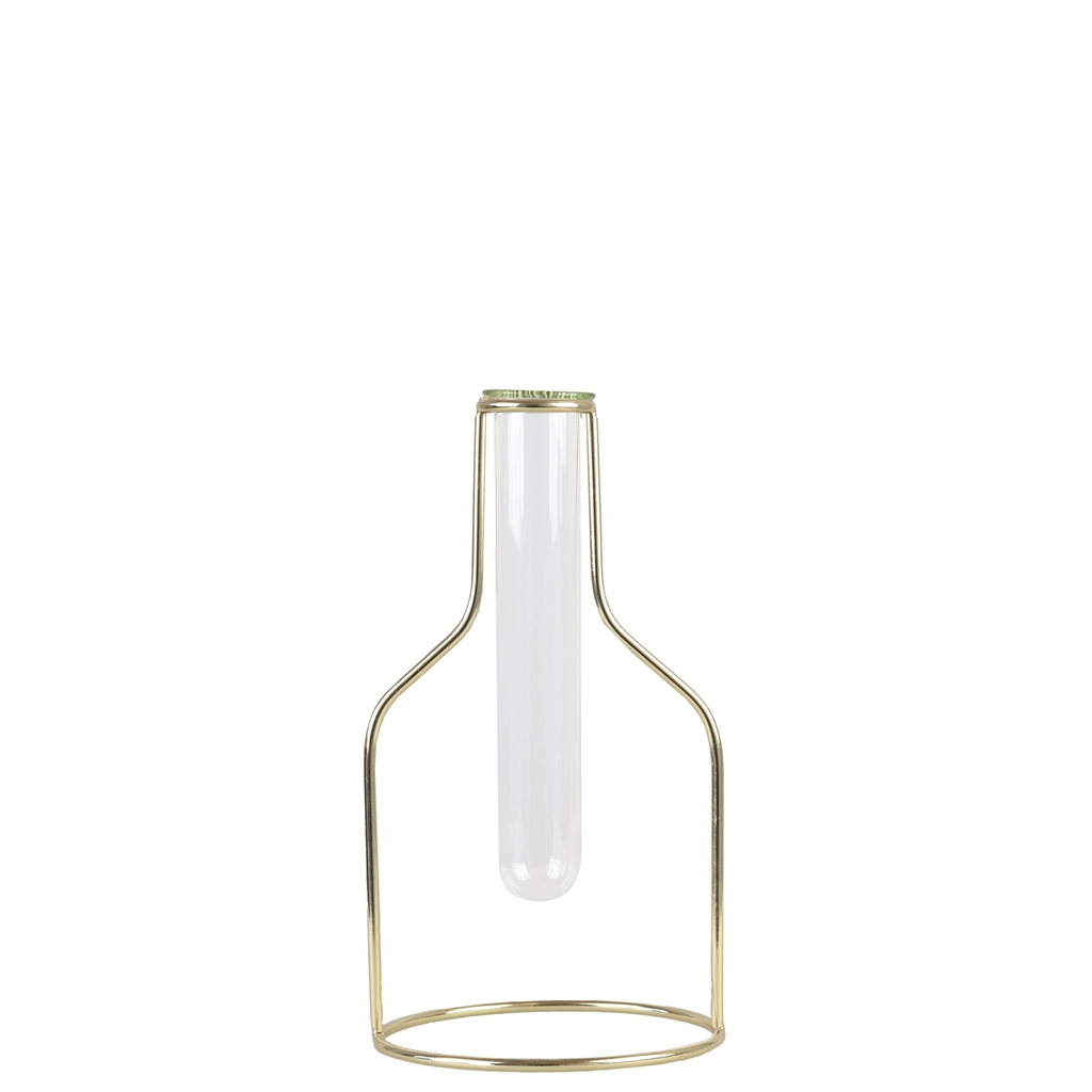 Design Vase - Reagenzglas mit goldenem Ständer Größe S