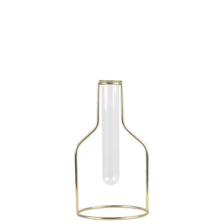 Design Vase - Reagenzglas mit goldenem Ständer Größe S