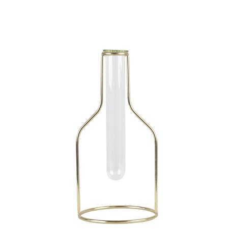 Design Vase - Reagenzglas mit goldenem Ständer Größe M