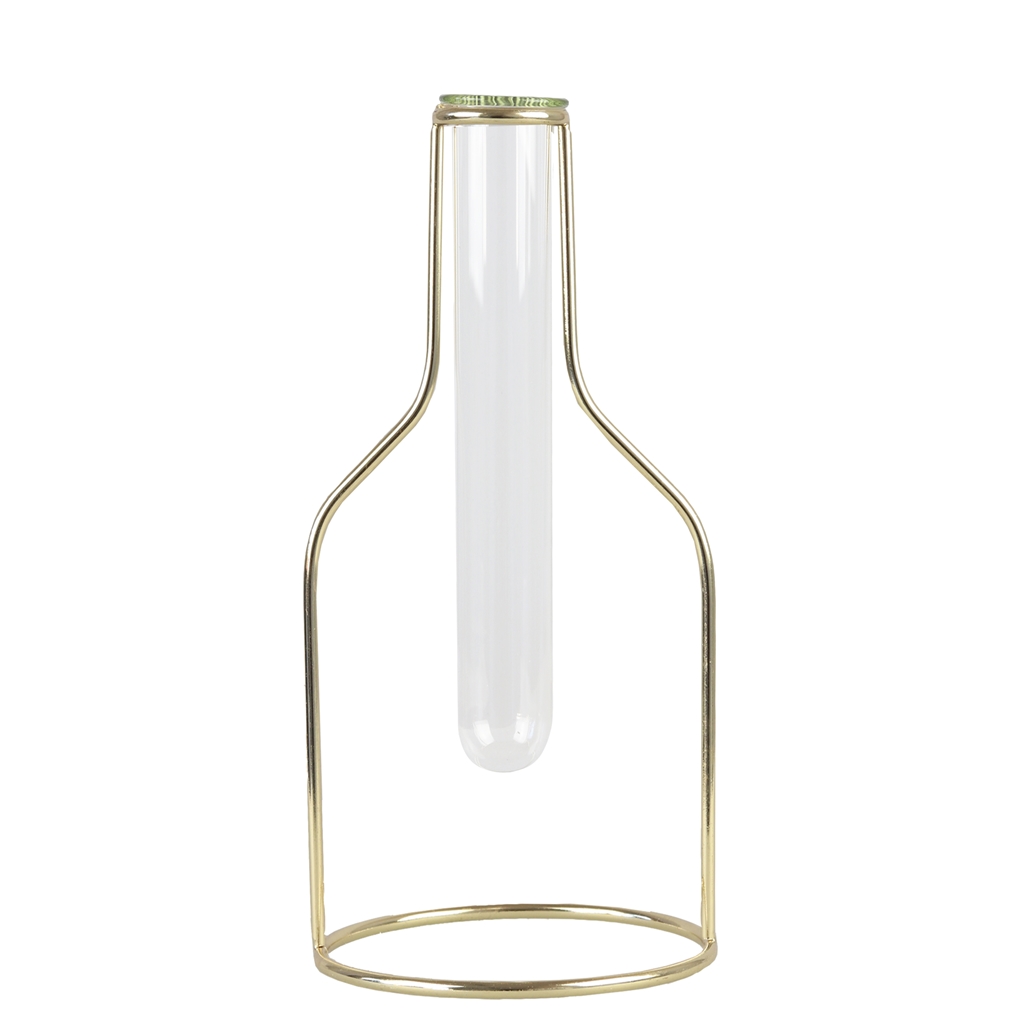 Design Vase - Reagenzglas mit goldenem Ständer Größe L