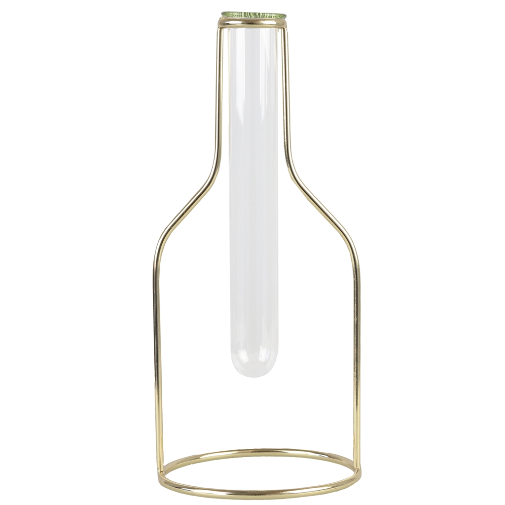 Design Vase - Reagenzglas mit goldenem Ständer Größe XL