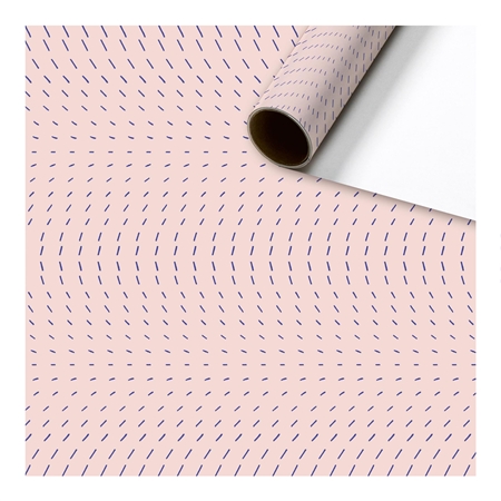 Metallic rosa Geschenkpapier mit blauem Dekor