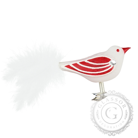 Rot-weißer Vogel mit einem Strass