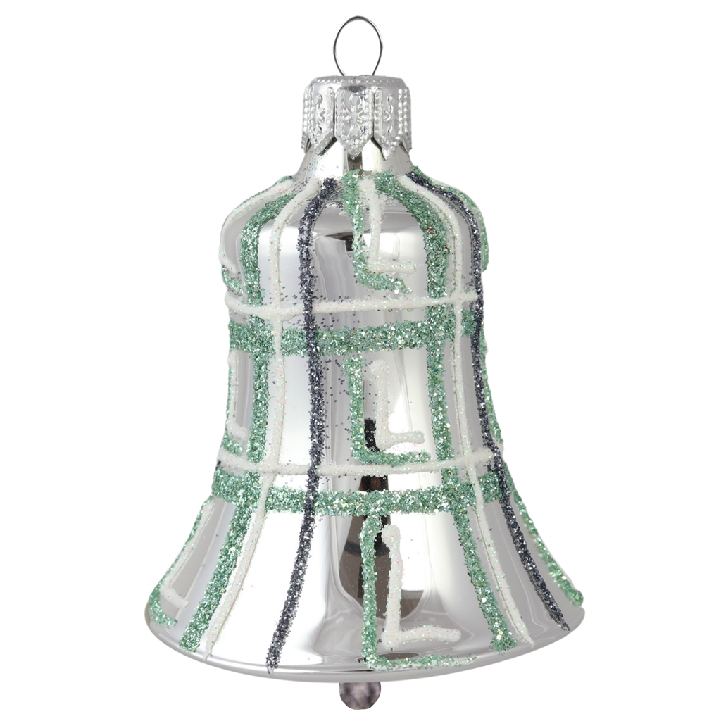 Silberne Glocke mit grünem Dekor