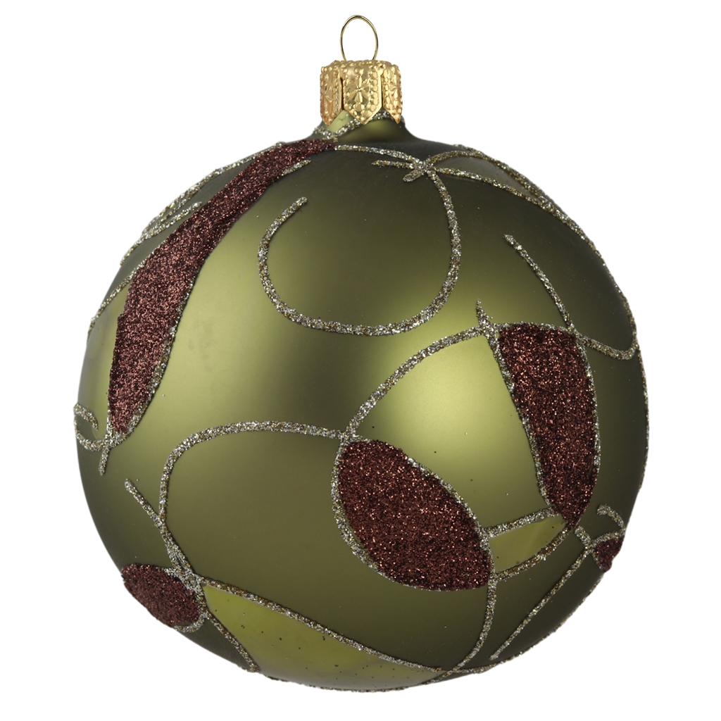 Grüne Weihnachtskugel mit Blättern