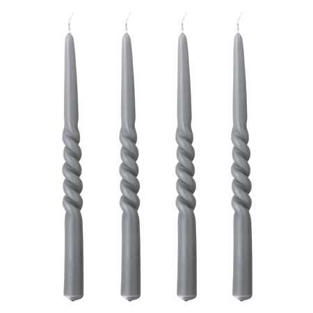 Graue Kerzen gedreht 4 Stück