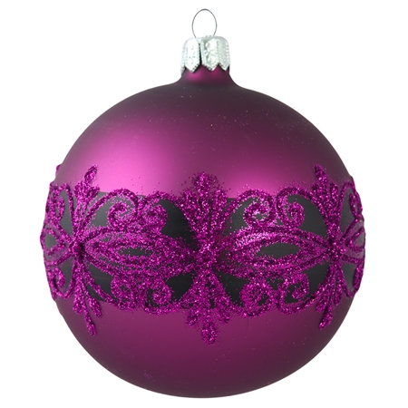 Weihnachtskugel Lila Dekor schwarz 
