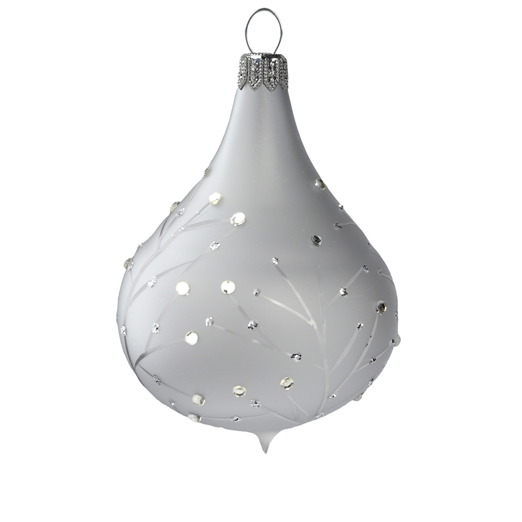 Goutte gris mat à décor délicat de brindilles