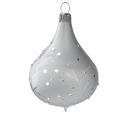 Goutte gris mat à décor délicat de brindilles