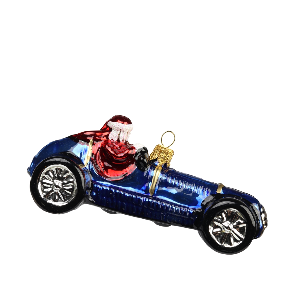 Glasauto blau mit Santa