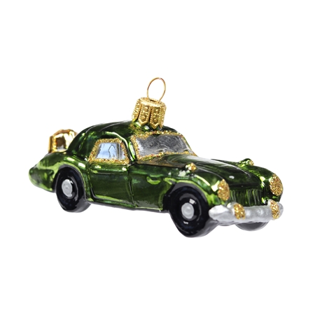 Weihnachtsschmuck Auto Grün mit zwei Geschenken