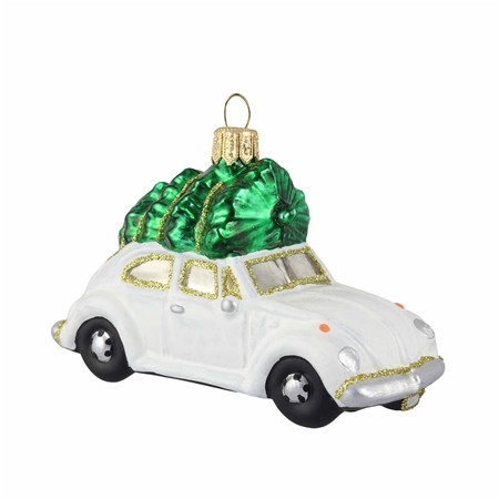 Weihnachtsschmuck Auto mit Baum Weiß