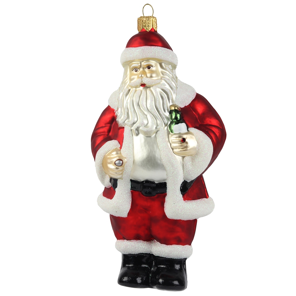 Weihnachtsfigur Nikolaus mit Bier
