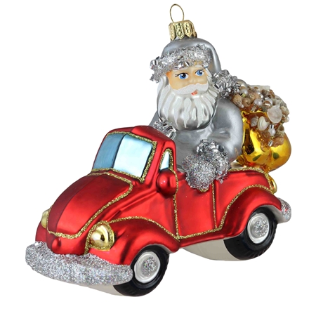Weihnachtsmann im roten Auto