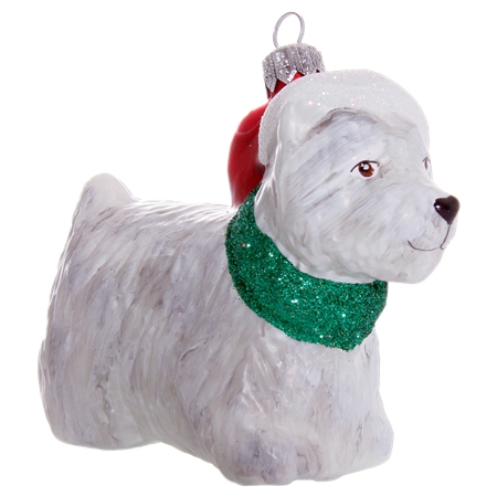 West Highland White Terrier mit Weihnachtsmütze