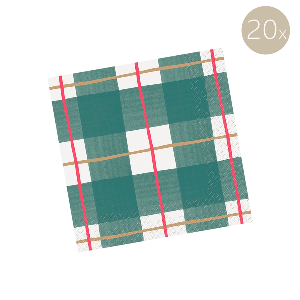 Papierservietten Weihnachts-Tartan klein