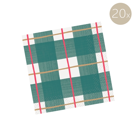 Papierservietten Weihnachts-Tartan klein