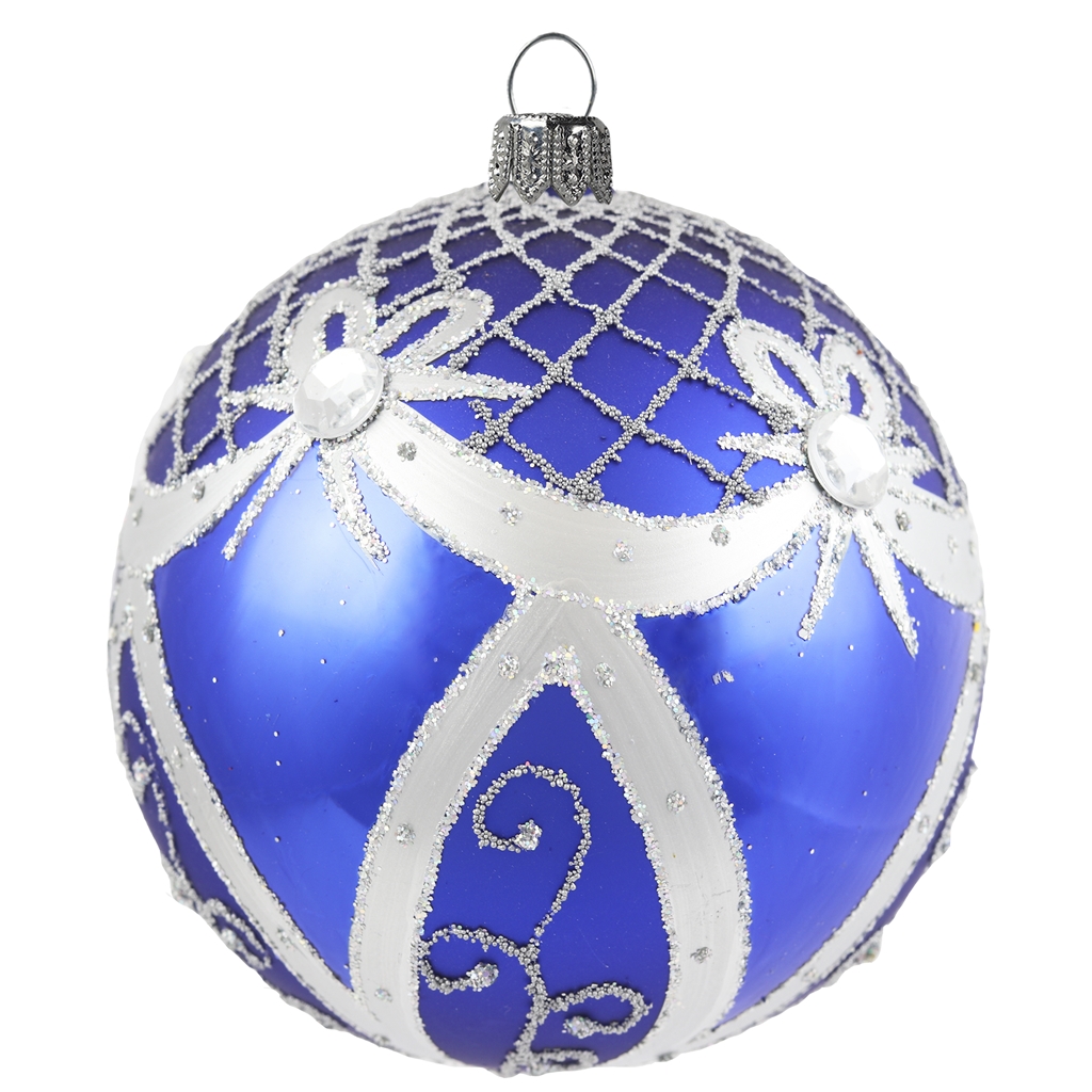 Weihnachtskugel Dekor Blau Silber