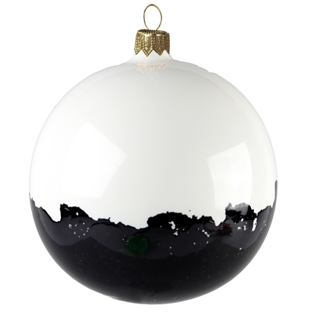 Weiße Weihnachtskugel gespritzt Schwarz