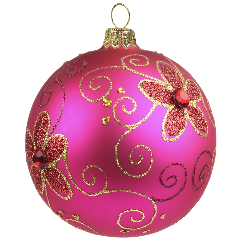 Weihnachtskugel Rosa Blumen