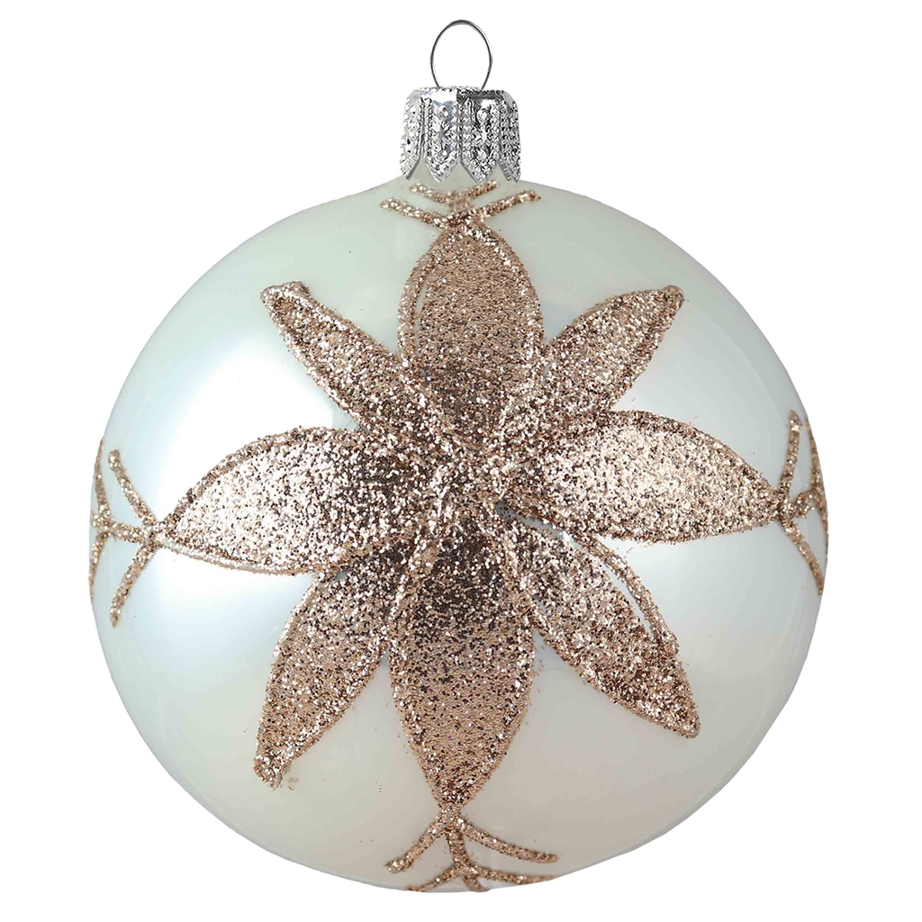 Weihnachtskugel Perlschatten mit Blumenmotiv