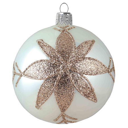 Weihnachtskugel Perlschatten mit Blumenmotiv