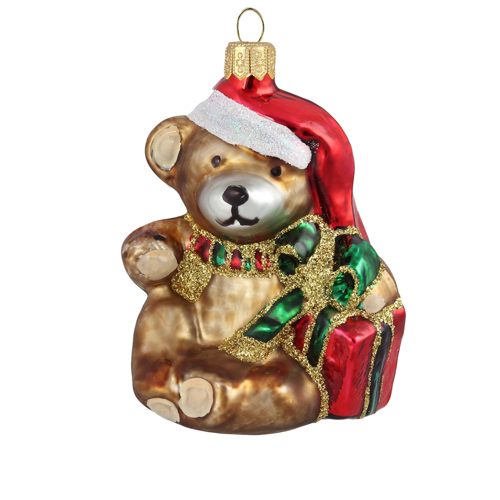 Weihnachtsteddybär mit Geschenk