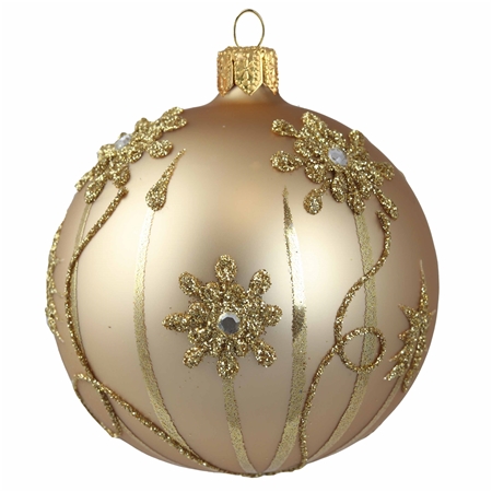 Goldene Weihnachtskugel mit Blumendekor