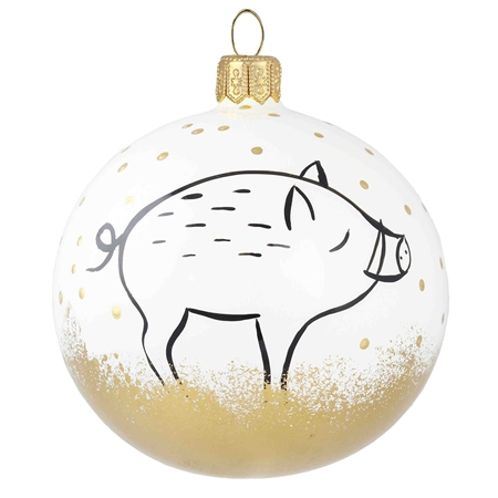 Weihnachtskugel mit gemaltem Wildschwein