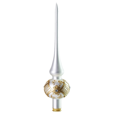 Weihnachtsspitze Weiß Dekor Gold
