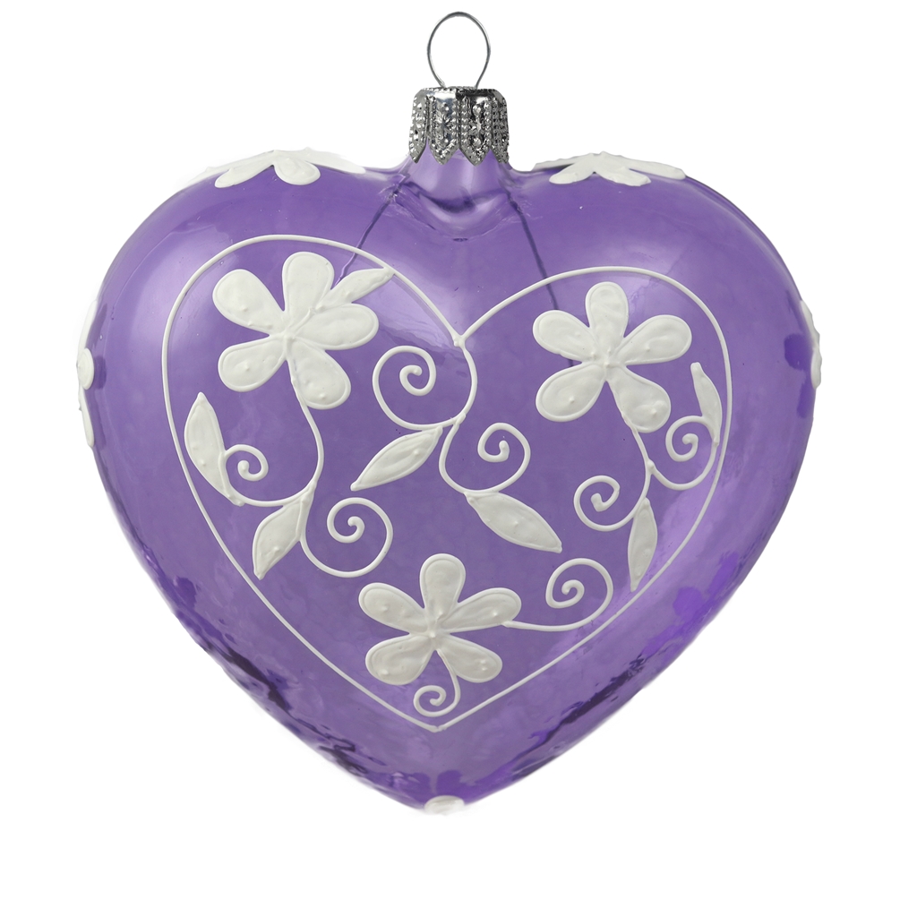 Violettes Herz mit weißem Blütenblattdekor