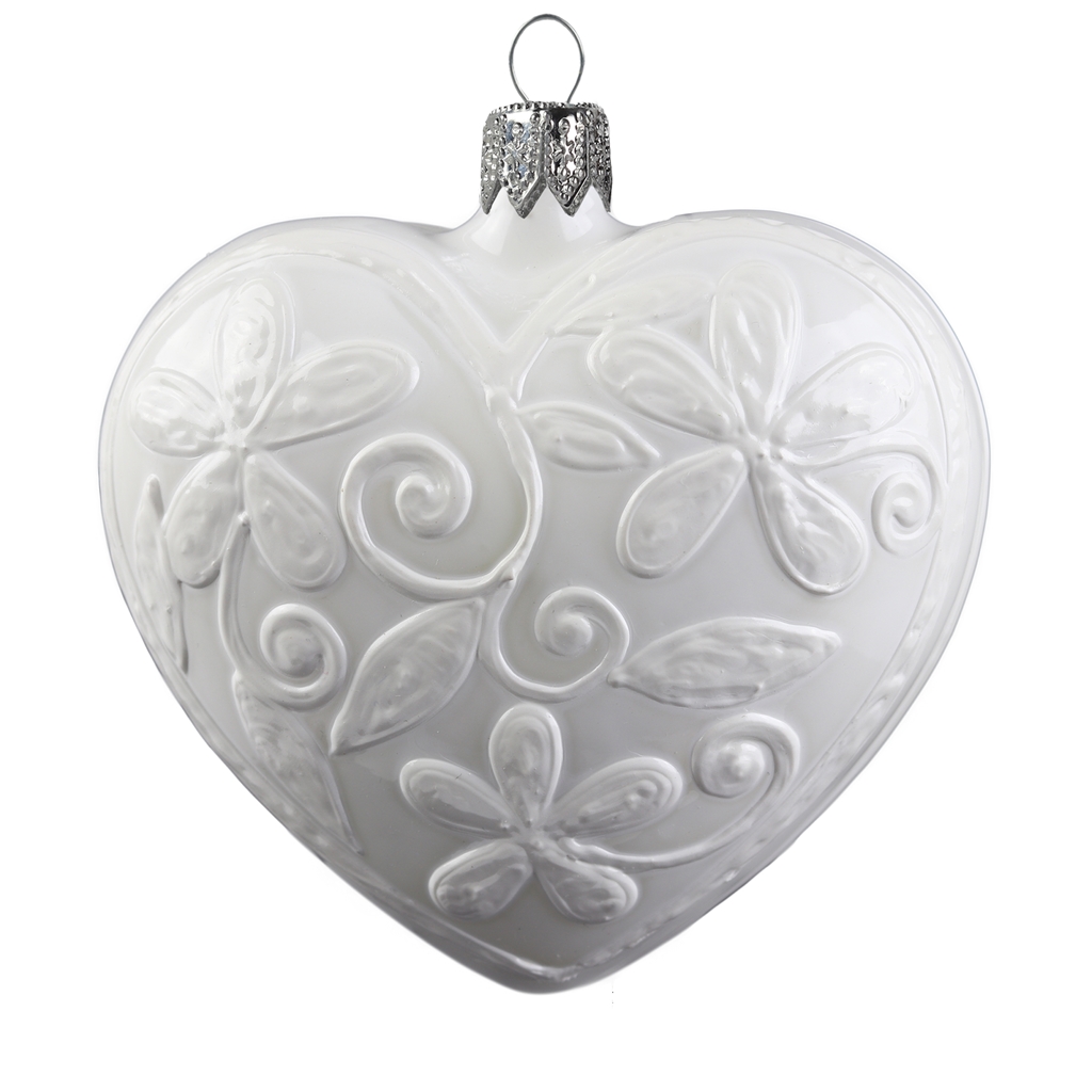 Weißes Herz mit Blumendekor