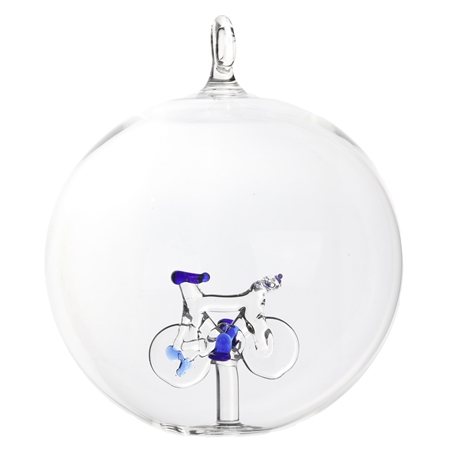 Transparente Glaskugel mit buntem Fahrrad