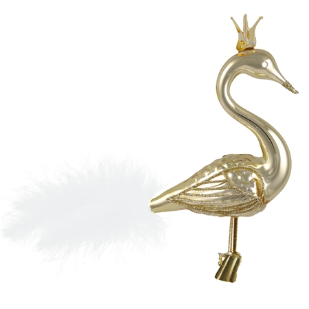 Goldener Schwan mit Krone und zartem Dekor