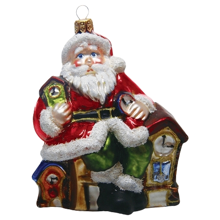 Weihnachtsfigur  Weihnachtsmann mit Uhr
