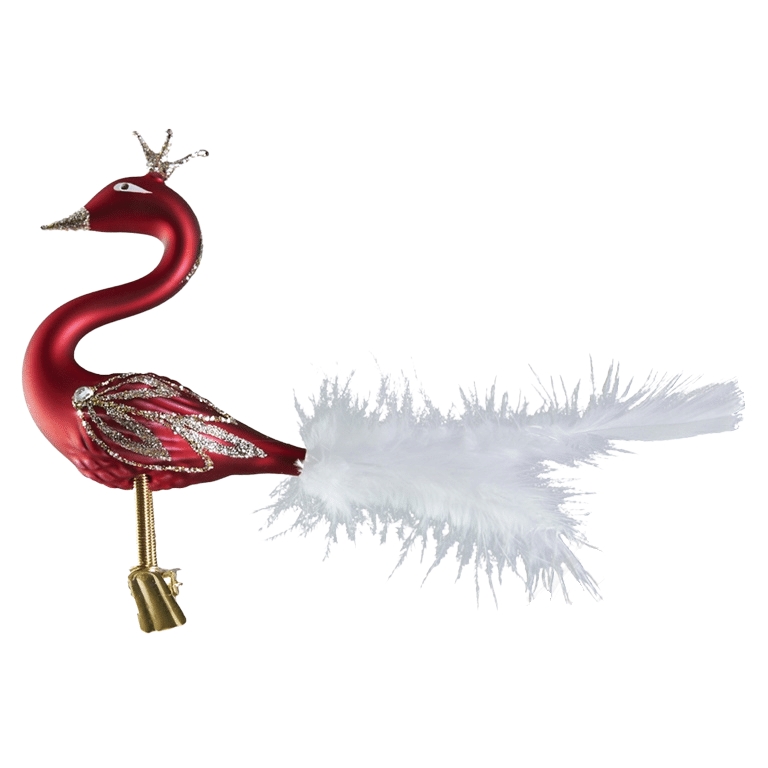 Roter Schwan mit Platinblumen Dekor
