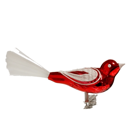 Roter Vogel mit weißem Dekor