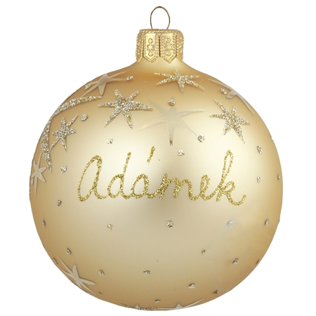 Weihnachtskugel aus Glas mit Namen gold
