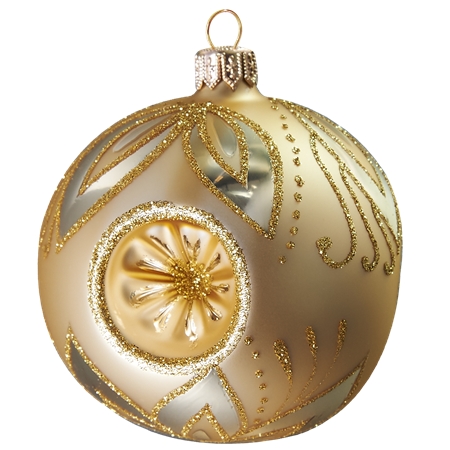 Weihnachtskugel Gold gestochen mit Blätterdekor
